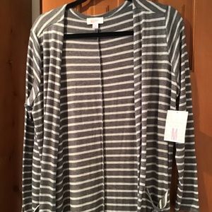 Long striped open cardigan